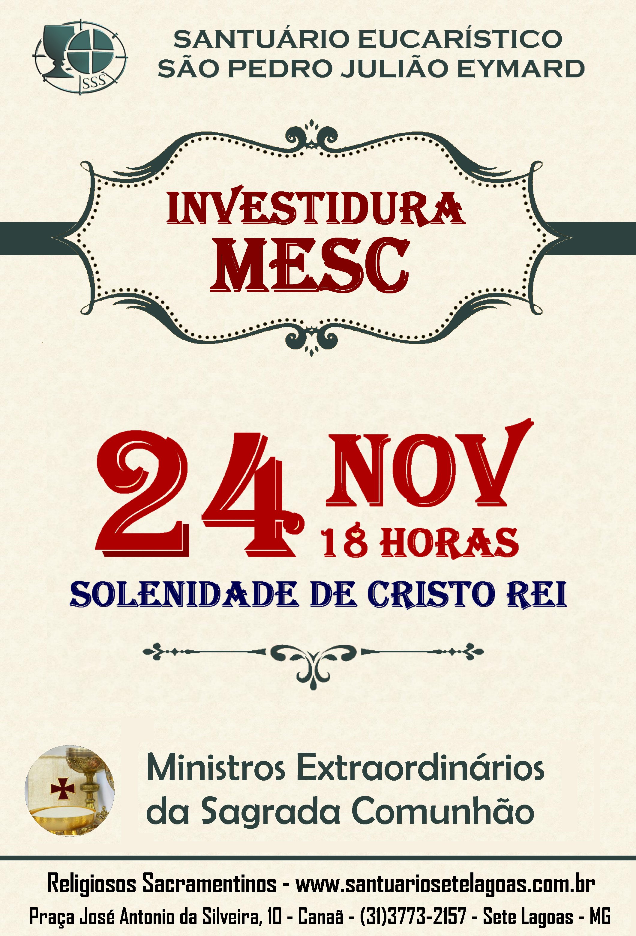 Investidura de novos Ministros Extraordinários da Sagrada Comunhão – MESC dia 24/11