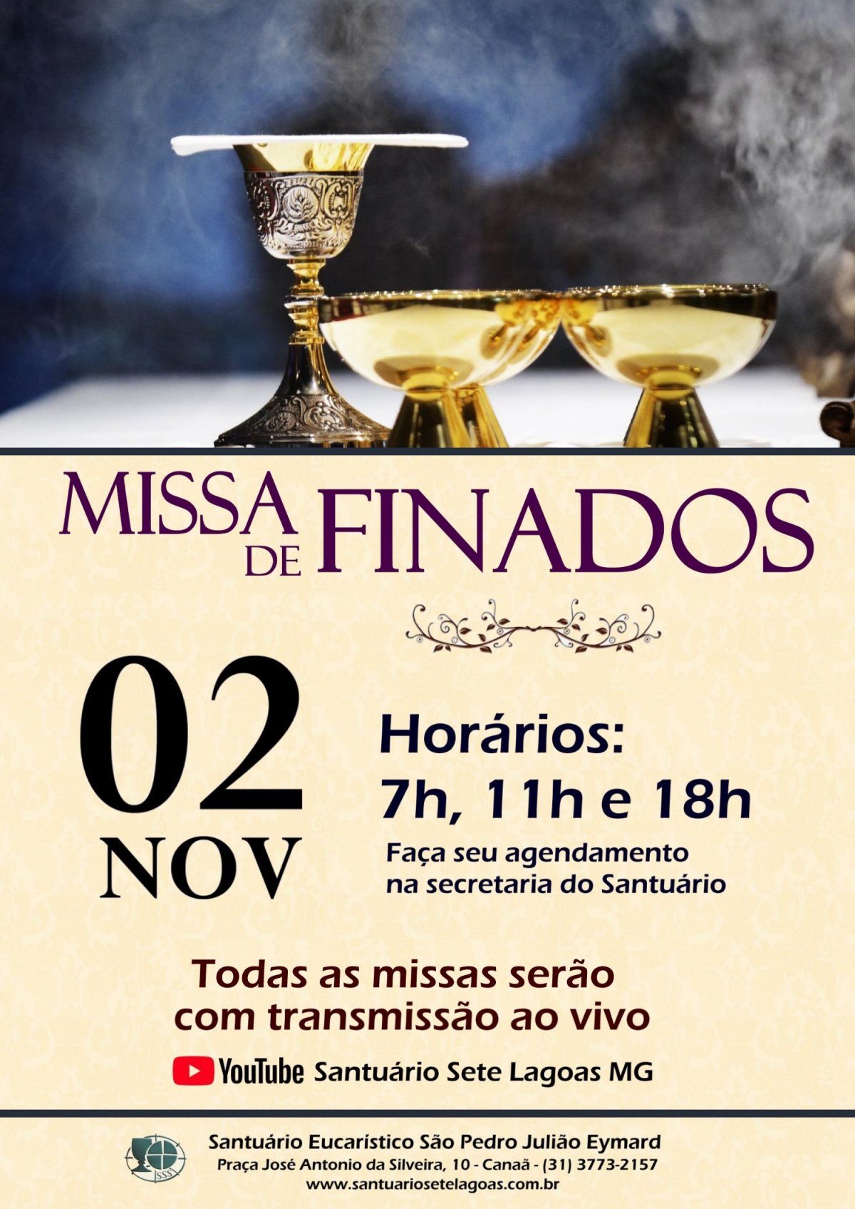 Horários das Missas de Finados, 02/11.